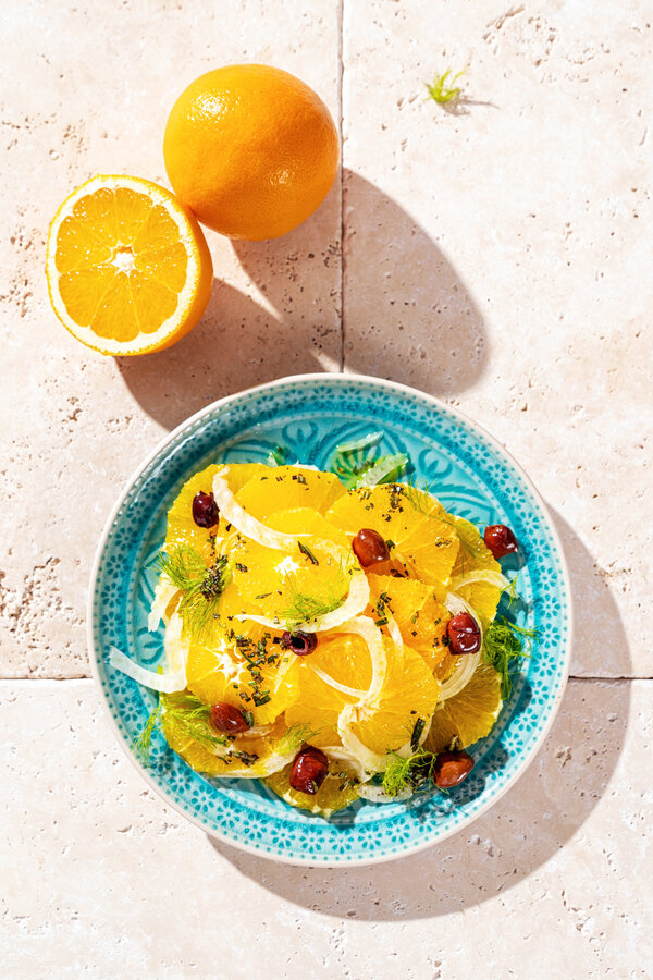 Ensalada de naranja siciliana con hinojo y aceitunas negras