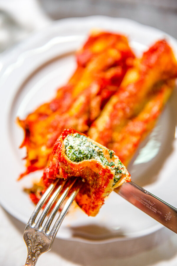 Canelones recién salidos del horno