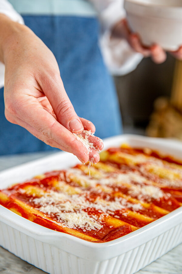 Parmesano sobre canelones